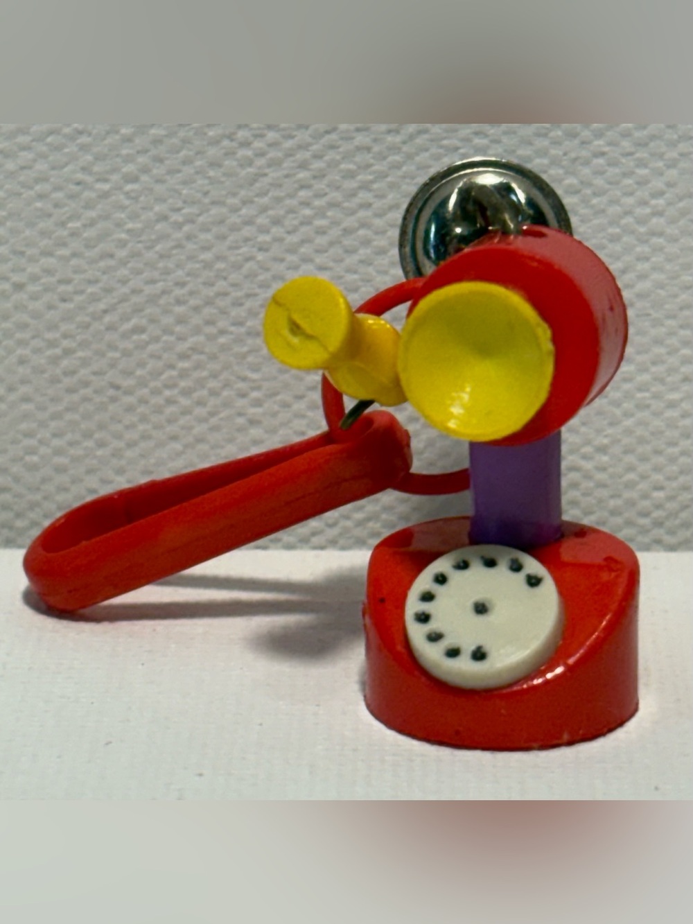 Vintage 1980s Plastic Bell Charm Old Telephone Phone 80s Necklace Jewelry